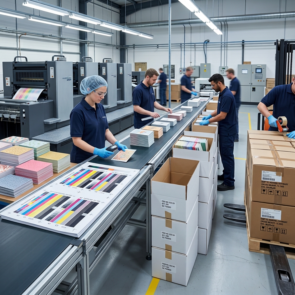 Quality control and export packing for wholesale greeting card production