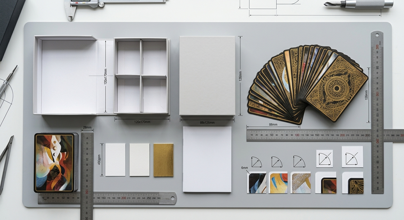 Oracle card size, thickness, and packaging specification samples