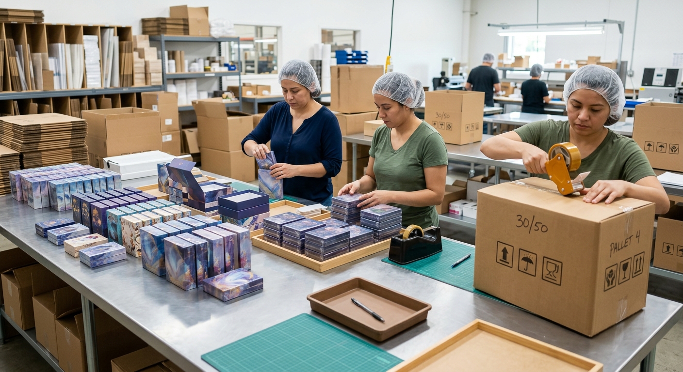 Quality inspection and export packaging for oracle card decks
