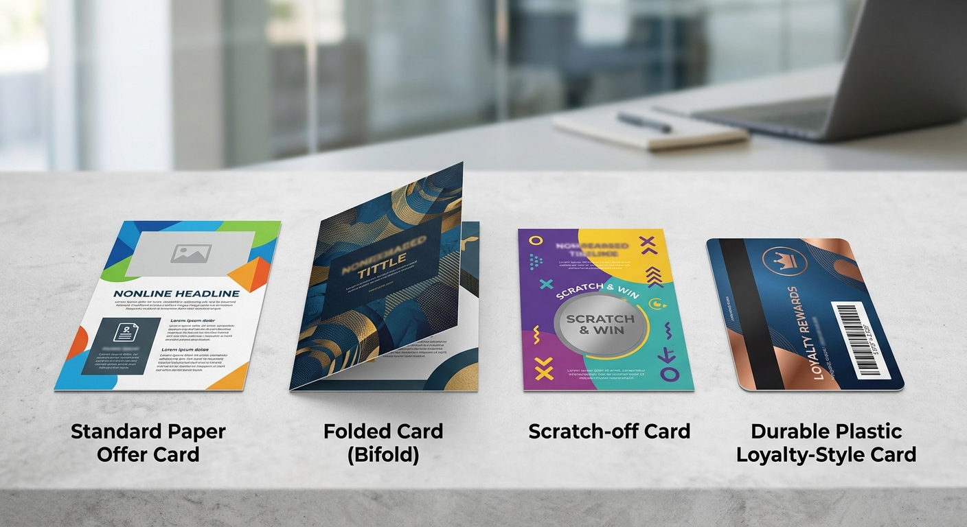Different promotional card formats for marketing campaigns