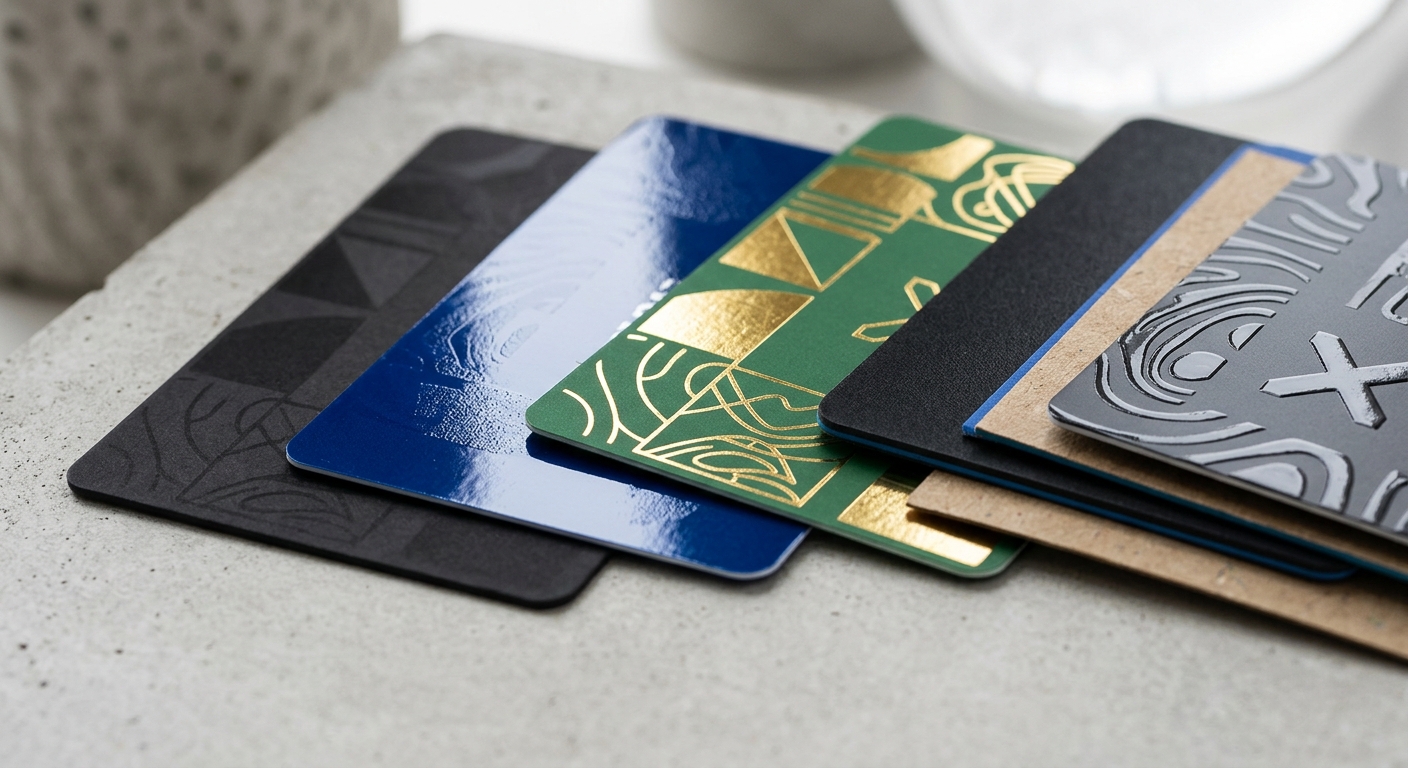 Promotional card materials and surface finishes