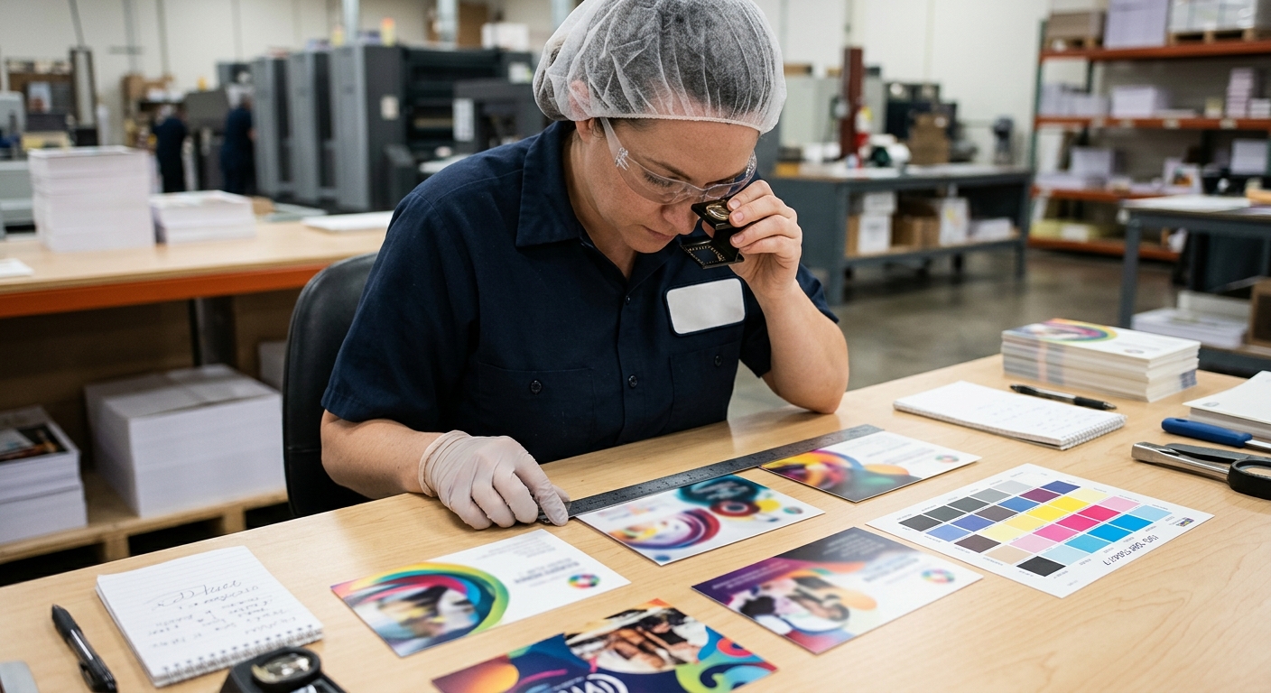 Quality inspection of printed promotional card samples